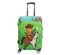 ERSTSNCK Cat Cowboy Luggage Suitcase Covers Elastic Washable Cute Luggage Protector Travel Suitcase Protective Cover For Adult (Fit 19-32 Inch Luggages), white, M, Cat Cowboy