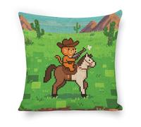 ERSTSNCK Cat Cowboy Pillow Covers 18"x18" Linen Throw Pillow Covers - Double Sided Decorative Square Cushion Cases for Sofa, Bed, Chair (No Insert Included)