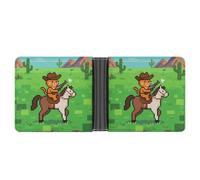 ERSTSNCK Cat Cowboy Wallet for Men Bifold Rfid Blocking Slim Money Clip Front Pocket Wallet Card Holder