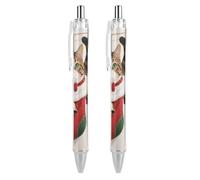 ERSTSNCK Cat in A Christmas Stocking Black Ballpoint Pens Fine Point (0.5mm) Black Ink Pen Retractable Ball Point Pens with Comfortable Full Grip for Journaling, And Office Writing Ideal 2 PCS