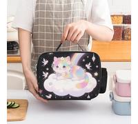 ERSTSNCK Cat on The Cloud Insulated Lunch Bag for Women Lunch Box Large Capacity, Leakproof Tote with Detachable Handles- 5-Hour Cold/Hot Retention Cooler Bag for Office, Picnic, Camping
