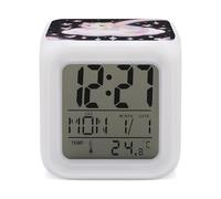 ERSTSNCK Cat on The Cloud Night Light Alarm Clock LED Display Alarms for Bedroom Smart Digital Alarm Clock Wtih 7 Colorful Ambient Lights Sleep Timer for Heavy Sleepers Simple Operation