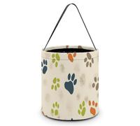 ERSTSNCK Cat Or Dog Footprints Halloween Candy Buckets Reusable Tote Candy Bag - Trick Or Treat Goody Bag with Handles