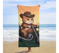 ERSTSNCK Cat Riding A Motorcycle Beach Towel Oversized 31" X 63" Absorbent Towels Quick Dry Pool Towel Lightweight Bath Towels Sandproof Beach Blanket for Gym Swimming Sports Travel Gifts