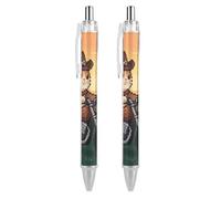 ERSTSNCK Cat Riding A Motorcycle Black Ballpoint Pens Fine Point (0.5mm) Black Ink Pen Retractable Ball Point Pens with Comfortable Full Grip for Journaling, And Office Writing Ideal 2 PCS