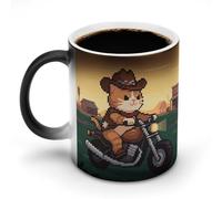 ERSTSNCK Cat Riding A Motorcycle Color Changing Mug 11 Oz Heat Changing Coffee Mugs Funny Magic Cup Heat Sensitive Ceramics Mug Novelty Coffee Cups Personalized Customized Gift Idea for Men & Women