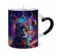ERSTSNCK Cat Wearing Glasses Color Changing Mug Heat Changing Coffee Mugs Funny Magic Cup Heat Sensitive Travel Mug Novelty Coffee Cups Personalized Customized Gift Idea for Men & Women 11 Oz