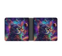 ERSTSNCK Cat Wearing Glasses Wallet for Men Bifold Rfid Blocking Slim Money Clip Front Pocket Wallet Card Holder