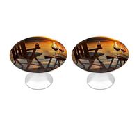 ERSTSNCK Chair and Wine at Sunset Lake Cabinet Knobs, 2-Pack Silver Stainless Steel Drawer Pulls with Screws, Elegant Hardware for Dressers, Kitchen,Cabinets & Desks