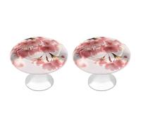 ERSTSNCK Cherry Blossom Cabinet Knobs, 2-Pack Silver Stainless Steel Drawer Pulls with Screws, Elegant Hardware for Dressers, Kitchen,Cabinets & Desks
