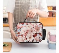 ERSTSNCK Cherry Blossoms Insulated Lunch Bag for Women Lunch Box Large Capacity, Leakproof Tote with Detachable Handles- 5-Hour Cold/Hot Retention Cooler Bag for Office, Picnic, Camping