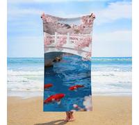 ERSTSNCK Cherry Goldfish Blossom Bridge Beach Towel Oversized 31" X 63" Absorbent Towels Quick Dry Pool Towel Lightweight Bath Towels Sandproof Beach Blanket for Gym Swimming Sports Travel Gifts