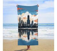 ERSTSNCK Chicago Skyline Beach Towel Oversized 31" X 63" Absorbent Towels Quick Dry Pool Towel Lightweight Bath Towels Sandproof Beach Blanket for Gym Swimming Sports Travel Gifts