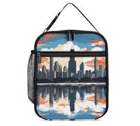 ERSTSNCK Chicago Skyline Lunch Bag for Adults Reusable Insulated Lunchbox Leakproof Small Lunch Box Tote for Men & Women Portable Food Cooler Bag for Work, Office, Picnics