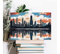 ERSTSNCK Chicago Skyline Wall Decor For Living Room Large Canvas Wall Art For Bedroom Modern Office Pictures Wall Artwork Landscape Paintings Canvas Art Prints Home Decorations 18x12inch(45x30cm)
