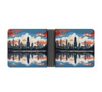 ERSTSNCK Chicago Skyline Wallet for Men Bifold Rfid Blocking Slim Money Clip Front Pocket Wallet Card Holder