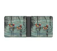 ERSTSNCK Chinese Style Mandarin Ducks Wallet for Men Bifold Rfid Blocking Slim Money Clip Front Pocket Wallet Card Holder