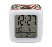 ERSTSNCK Chinese Style Monkey Night Light Alarm Clock LED Display Alarms for Bedroom Smart Digital Alarm Clock Wtih 7 Colorful Ambient Lights Sleep Timer for Heavy Sleepers Simple Operation