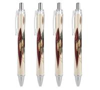 ERSTSNCK Christmas Bow Black Ballpoint Pens Fine Point (0.5mm) Black Ink Pen Retractable Ball Point Pens with Comfortable Full Grip for Journaling, And Office Writing Ideal 4 PCS
