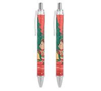 ERSTSNCK Christmas Hedgehogs Black Ballpoint Pens Fine Point (0.5mm) Black Ink Pen Retractable Ball Point Pens with Comfortable Full Grip for Journaling, And Office Writing Ideal 2 PCS