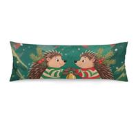 ERSTSNCK Christmas Hedgehogs Body Pillow Pillowcase 20"x54" Lumbar Throw Pillow Covers with Hidden Zipper Breathable & Cozy Full Long Bodypillow Case Cover for Sleeping Bedroom Couch Sofa Decor