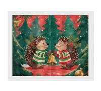 ERSTSNCK Christmas Hedgehogs Diamond Painting Kits for Adults 16"x20" 5D Diamond Art Kits for Beginners DIY Full Drill Round Diamonds Gem Art Crafts Painting for Home Wall Decor