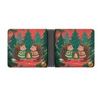 ERSTSNCK Christmas Hedgehogs Wallet for Men Bifold Rfid Blocking Slim Money Clip Front Pocket Wallet Card Holder
