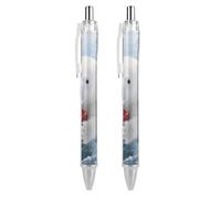 ERSTSNCK Christmas Polarbear Black Ballpoint Pens Fine Point (0.5mm) Black Ink Pen Retractable Ball Point Pens with Comfortable Full Grip for Journaling, And Office Writing Ideal 2 PCS