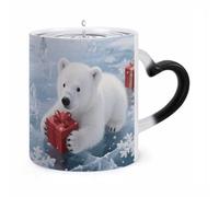 ERSTSNCK Christmas Polarbear Color Changing Mug Heat Changing Coffee Mugs Funny Magic Cup Heat Sensitive Travel Mug Novelty Coffee Cups Personalized Customized Gift Idea for Men & Women 11 Oz