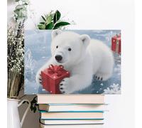 ERSTSNCK Christmas Polarbear Wall Decor For Living Room Large Canvas Wall Art For Bedroom Modern Office Pictures Wall Artwork Landscape Paintings Canvas Art Prints Home Decorations 12x08inch(30x20cm)
