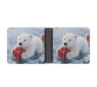 ERSTSNCK Christmas Polarbear Wallet for Men Bifold Rfid Blocking Slim Money Clip Front Pocket Wallet Card Holder