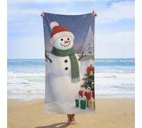 ERSTSNCK Christmas Snowman Beach Towel Oversized 31" X 63" Absorbent Towels Quick Dry Pool Towel Lightweight Bath Towels Sandproof Beach Blanket for Gym Swimming Sports Travel Gifts