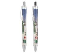ERSTSNCK Christmas Snowman Black Ballpoint Pens Fine Point (0.5mm) Black Ink Pen Retractable Ball Point Pens with Comfortable Full Grip for Journaling, And Office Writing Ideal 2 PCS