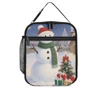 ERSTSNCK Christmas Snowman Lunch Bag for Adults Reusable Insulated Lunchbox Leakproof Small Lunch Box Tote for Men & Women Portable Food Cooler Bag for Work, Office, Picnics