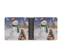 ERSTSNCK Christmas Snowman Wallet for Men Bifold Rfid Blocking Slim Money Clip Front Pocket Wallet Card Holder