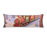 ERSTSNCK Christmas Train Body Pillow Pillowcase 20"x54" Lumbar Throw Pillow Covers with Hidden Zipper Breathable & Cozy Full Long Bodypillow Case Cover for Sleeping Bedroom Couch Sofa Decor