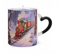 ERSTSNCK Christmas Train Color Changing Mug Heat Changing Coffee Mugs Funny Magic Cup Heat Sensitive Travel Mug Novelty Coffee Cups Personalized Customized Gift Idea for Men & Women 11 Oz
