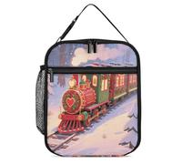 ERSTSNCK Christmas Train Lunch Bag for Adults Reusable Insulated Lunchbox Leakproof Small Lunch Box Tote for Men & Women Portable Food Cooler Bag for Work, Office, Picnics
