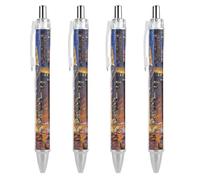 ERSTSNCK City Night View Black Ballpoint Pens Fine Point (0.5mm) Black Ink Pen Retractable Ball Point Pens with Comfortable Full Grip for Journaling, And Office Writing Ideal 4 PCS