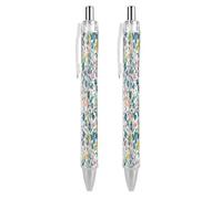 ERSTSNCK Classic Floral Pattern Black Ballpoint Pens Fine Point (0.5mm) Black Ink Pen Retractable Ball Point Pens with Comfortable Full Grip for Journaling, And Office Writing Ideal 2 PCS