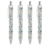 ERSTSNCK Classic Floral Pattern Black Ballpoint Pens Fine Point (0.5mm) Black Ink Pen Retractable Ball Point Pens with Comfortable Full Grip for Journaling, And Office Writing Ideal 4 PCS