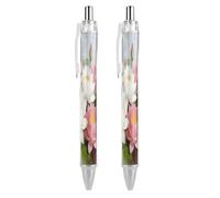 ERSTSNCK Clear Pond Lotus Rhythms Black Ballpoint Pens Fine Point (0.5mm) Black Ink Pen Retractable Ball Point Pens with Comfortable Full Grip for Journaling, And Office Writing Ideal 2 PCS