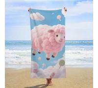 ERSTSNCK Cloud - Candy Sheep Beach Towel Oversized 31" X 63" Absorbent Towels Quick Dry Pool Towel Lightweight Bath Towels Sandproof Beach Blanket for Gym Swimming Sports Travel Gifts