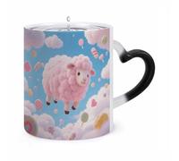 ERSTSNCK Cloud - Candy Sheep Color Changing Mug Heat Changing Coffee Mugs Funny Magic Cup Heat Sensitive Travel Mug Novelty Coffee Cups Personalized Customized Gift Idea for Men & Women 11 Oz