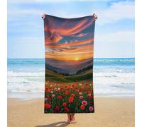 ERSTSNCK Cloud Garden at Sunset Beach Towel Oversized 31" X 63" Absorbent Towels Quick Dry Pool Towel Lightweight Bath Towels Sandproof Beach Blanket for Gym Swimming Sports Travel Gifts