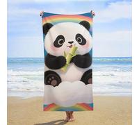 ERSTSNCK Cloud Rainbow Panda Beach Towel Oversized 31" X 63" Absorbent Towels Quick Dry Pool Towel Lightweight Bath Towels Sandproof Beach Blanket for Gym Swimming Sports Travel Gifts