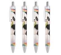 ERSTSNCK Cloud Rainbow Panda Black Ballpoint Pens Fine Point (0.5mm) Black Ink Pen Retractable Ball Point Pens with Comfortable Full Grip for Journaling, And Office Writing Ideal 4 PCS