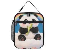 ERSTSNCK Cloud Rainbow Panda Lunch Bag for Adults Reusable Insulated Lunchbox Leakproof Small Lunch Box Tote for Men & Women Portable Food Cooler Bag for Work, Office, Picnics