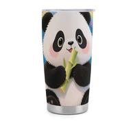 ERSTSNCK Cloud Rainbow Panda Tumbler with Lid And Straw, 20 OZ Stainless Steel Water Bottle Travel Coffee Mug Double Wall Insulated Cup Gifts for Women Men