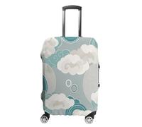 ERSTSNCK Clouds And Circles Luggage Suitcase Covers Elastic Washable Cute Luggage Protector Travel Suitcase Protective Cover For Adult (Fit 19-32 Inch Luggages) X-Large, white, S, Clouds and Circles